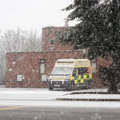 ambulance in the snow